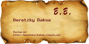 Beretzky Baksa névjegykártya